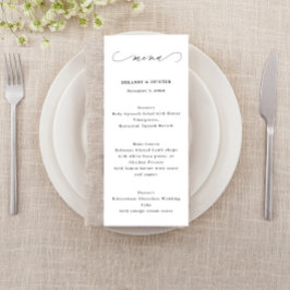 Menu Casamento, Elegante Script Minimalista Alto