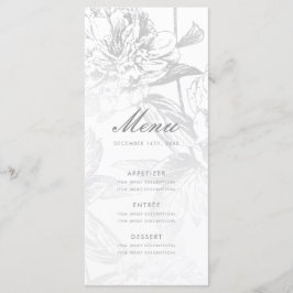 Menu Casamento Elegante Silver Floral Moderno Simp
