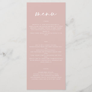 Menu Casamento elegante simples e roxo, cor-de-rosa