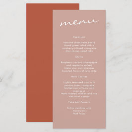 Menu Casamento Elegante Terracotta Minimalista