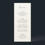 Menu Casamento elegante tradicional<br><div class="desc">Menu de casamento clássico com um simples design com seu monograma e o título em uma caligrafia elegante.</div>