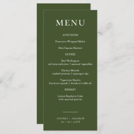Menu Casamento Elegante Verde-Azeitona Moderno