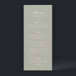 Menu Casamento Elegante Verde Clássico<br><div class="desc">Menus clássicos de casamento,  com design simples e eterno,  com roteiro elegante e fontes serif tradicionais.</div>