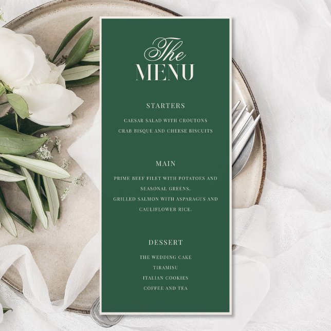 Menu Casamento Elegante Verde Dinheiro Antigo (Criador carregado)