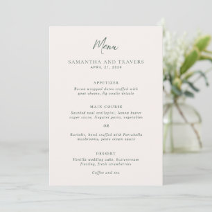Menu Casamento Elegante Verde Floresta Tradicional