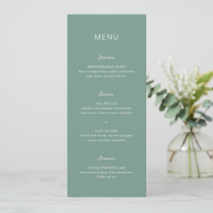 Menu Casamento Elegante Verde Simples Muted