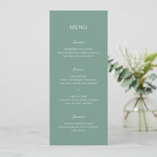 Menu Casamento Elegante Verde Simples Muted