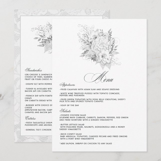 Menu Casamento Elegante Vintage (Frente/Verso)