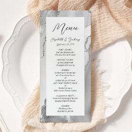 Menu Casamento em Ágata Cinza Prata Moderna