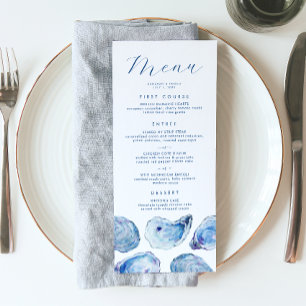 Menu Casamento em Aquarela Azul de Ostra