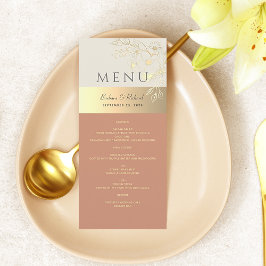 Menu Casamento em Dourado Floral e Terracota