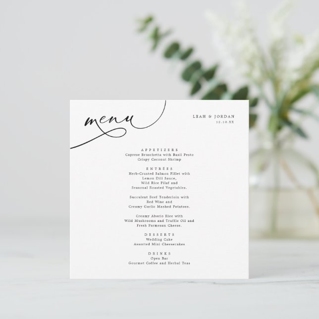 Menu Casamento em Praça da Tipografia Elegante (Em pé/Frente)