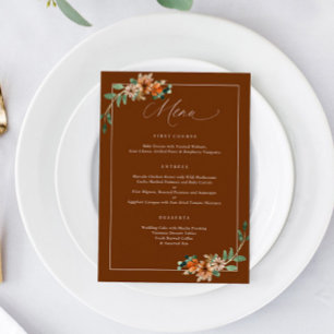 Menu Casamento Emerald e Rust Laranja Laranja Queimado