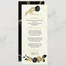 Menu casamento entre ouro e flores pretas