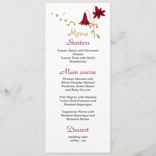 Menu casamento entre ouro e ouro branco (Frente)