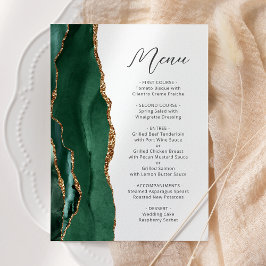 Menu Casamento Escrito em Ouro Verde Esmeralda Ágata