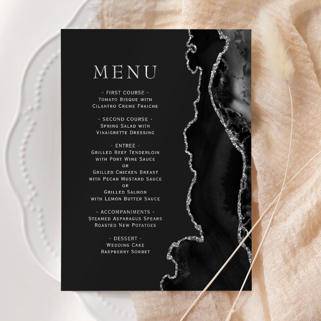 Menu Casamento Escuro Ágata Prata Preta (Criador carregado)