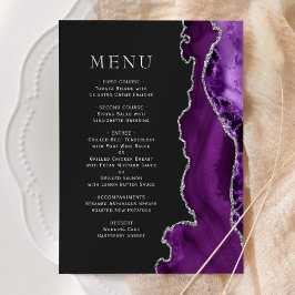 Menu Casamento Escuro de Agato de Prata Roxo