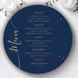 Menu Casamento Estrelas Celestiais Navy Dourado