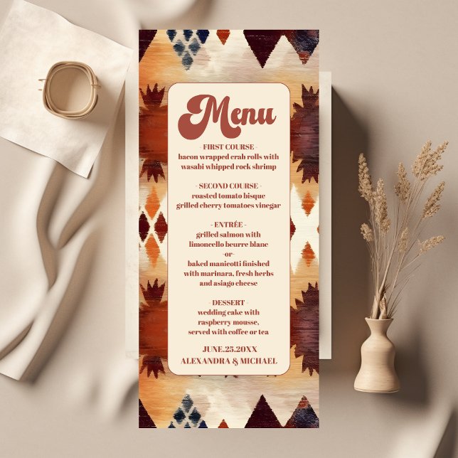 Menu Casamento Etônico Ocidental Aztec Tribal Brown (Criador carregado)