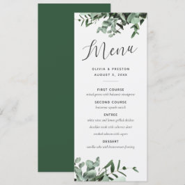 Menu Casamento Eucalyptus e Greenery Watercolor
