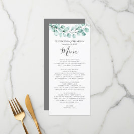 Menu Casamento Eucalyptus Greenery Watercolor Wreath