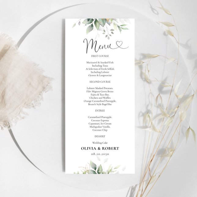 Menu Casamento Eucalyptus Leaf Greenery (Criador carregado)