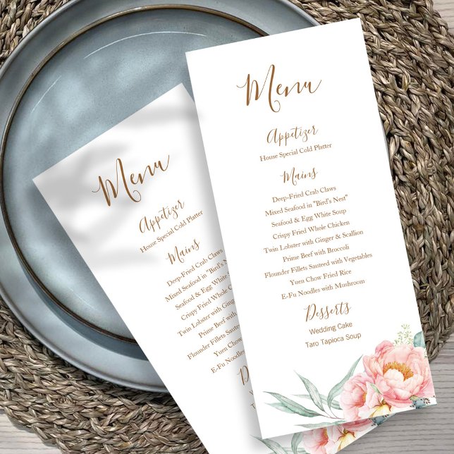 Menu Casamento Eucalyptus Peonies (Brown) (Criador carregado)