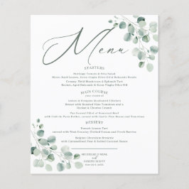 Menu Casamento Eucalyptus Sage Green Watercolor
