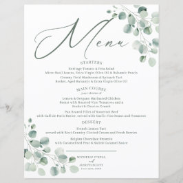Menu Casamento Eucalyptus Sage Green Watercolor