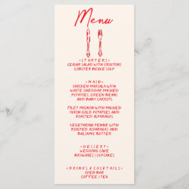 Menu Casamento Excêntrico Única Escrita à Mão Retro Ver