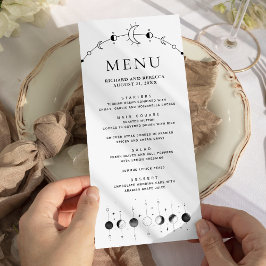 Menu Casamento Fases da Lua Crescente Preto Branco Cele