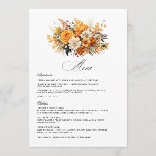 Menu Casamento Floral Amarelo, Laranja e Marfim