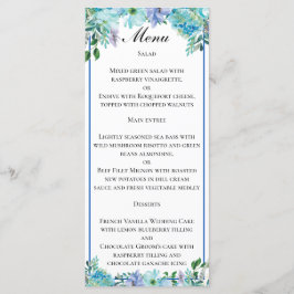 Menu Casamento Floral Azul de Sapphire Incrível