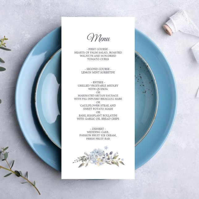 Menu Casamento Floral Azul-Dusty Botânico (Criador carregado)