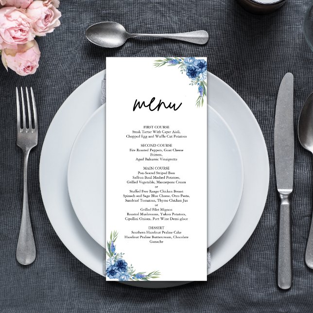 Menu Casamento Floral Azul e Bonito (Criador carregado)