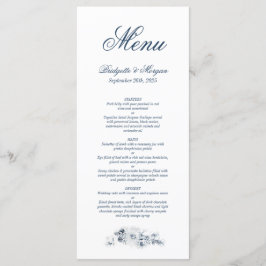 Menu Casamento Floral Azul Elegante