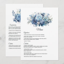 Menu Casamento Floral Azul Empoeirado
