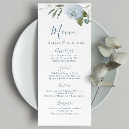 Menu Casamento floral azul empoeirado de jardim românti
