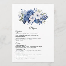 Menu Casamento Floral Azul Marinho e Branco