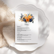 Casamento Floral Azul Marinho, Laranja Queimada e