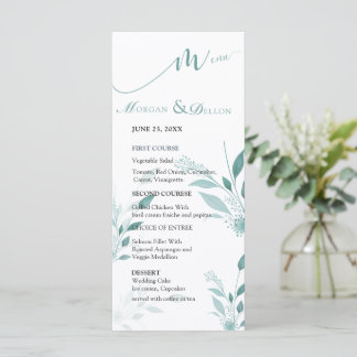 Menu Casamento Floral Azul Poeirento Eucalipto Verde Ág