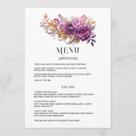 Menu Casamento Floral Bege e Dourado