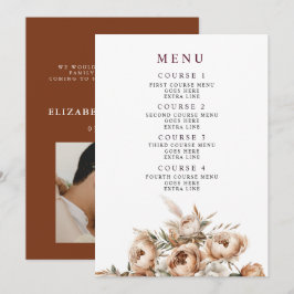 Menu Casamento Floral Boho Outono Pampas Terracota Rúst
