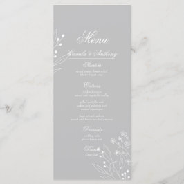 Menu Casamento Floral Boho Silver White Corner