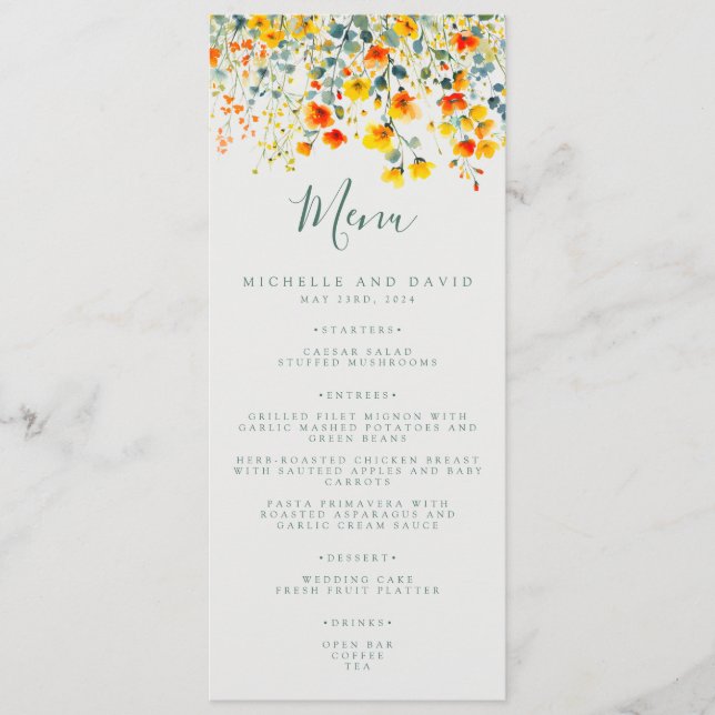 Menu Casamento Floral Bold Summer (Frente)