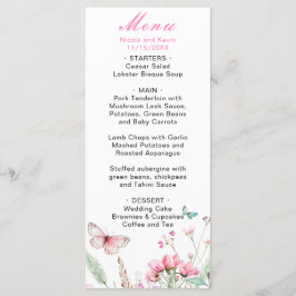 Menu Casamento Floral Borboleta Rosa Primavera