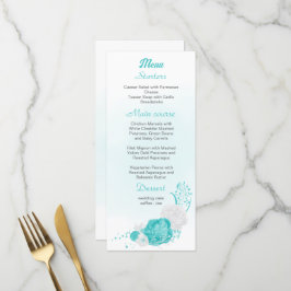 Menu Casamento floral branco de turquesa romântica