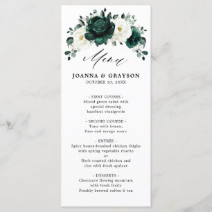 Menu Casamento Floral Branco Eucalyptus Emerald Greener