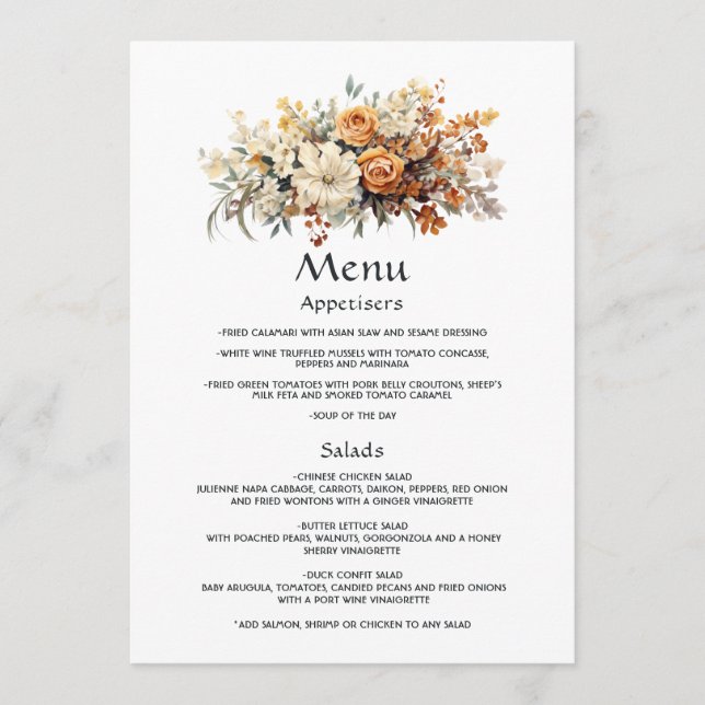 Menu Casamento Floral Champanhe e Marfim (Frente)